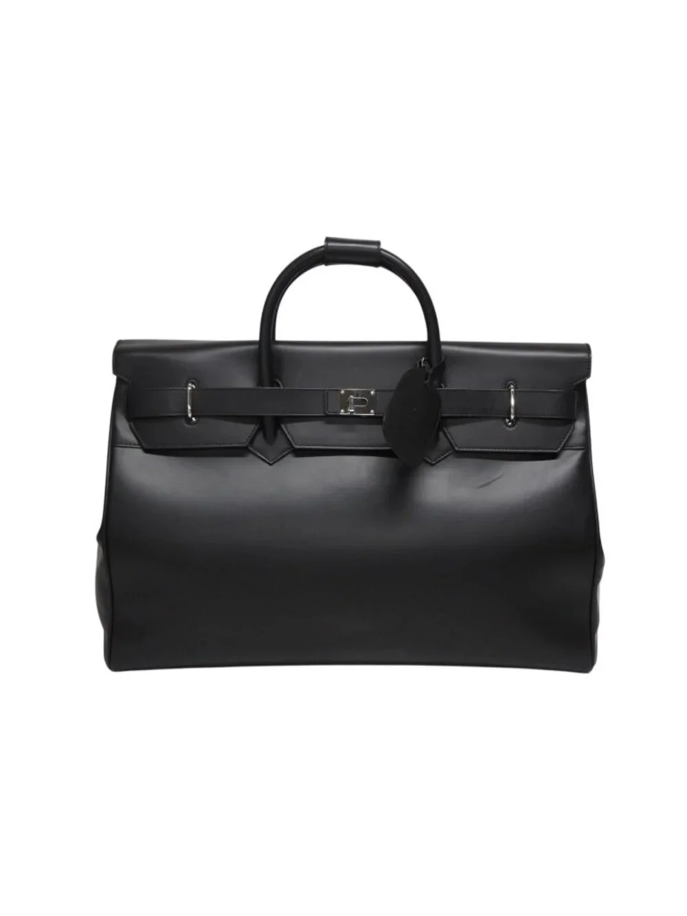 Gucci Kelly Shape Logo Boston Bag Calfskin Leather Black Silver